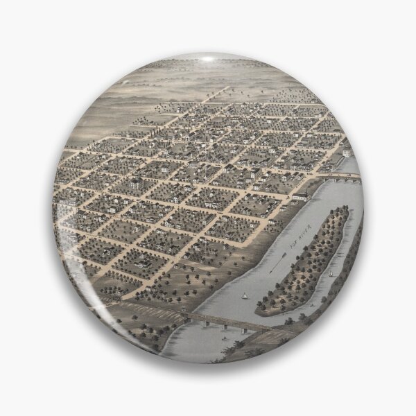 Item preview, Vintage Pictorial Map of Geneva IL (1869) designed and sold by BravuraMedia.