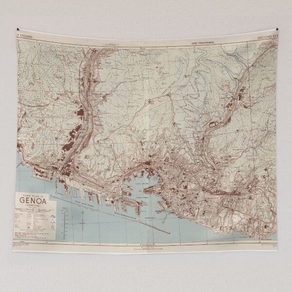 Item preview, Vintage Genoa Italy Map (1943) designed and sold by BravuraMedia.