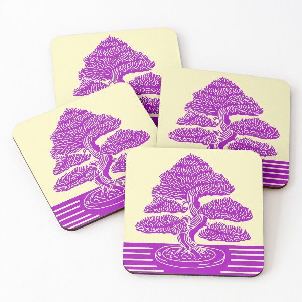 Item preview, Purple Bonsai Tree Woodblock Illustration designed and sold by warmyourtoes.