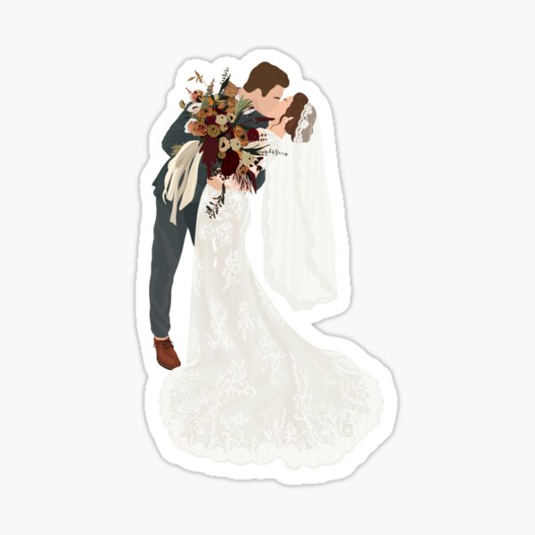 Ball And Chain Bride and Groom Cartoon Sticker for Sale by SpoofTShirts