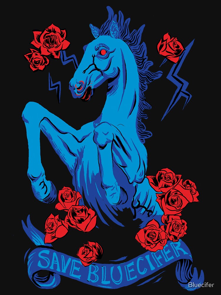 : I Love Denver T-Shirt Blucifer Evil Blue Horse Tee Shirt :  Clothing, Shoes & Jewelry