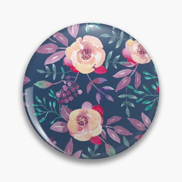 Item preview, Navy and Purple Cream Roses Floral Pattern designed and sold by SamuraiKate.