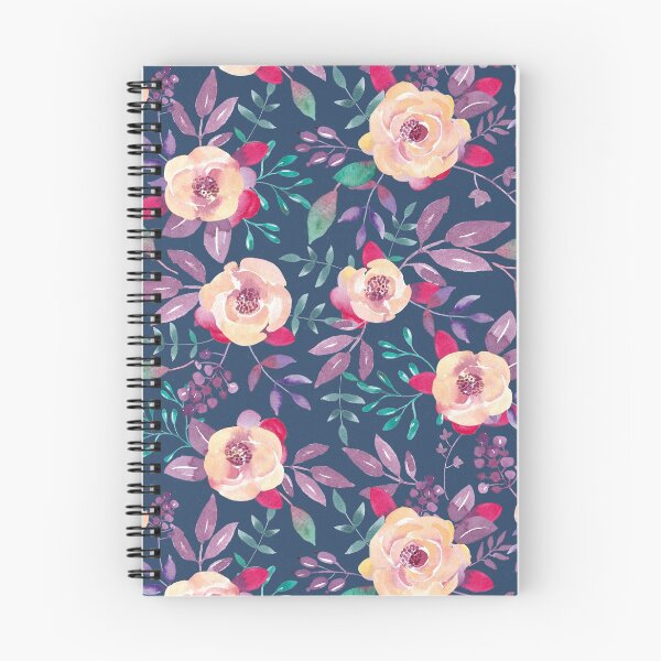 Item preview, Navy and Purple Cream Roses Floral Pattern designed and sold by SamuraiKate.