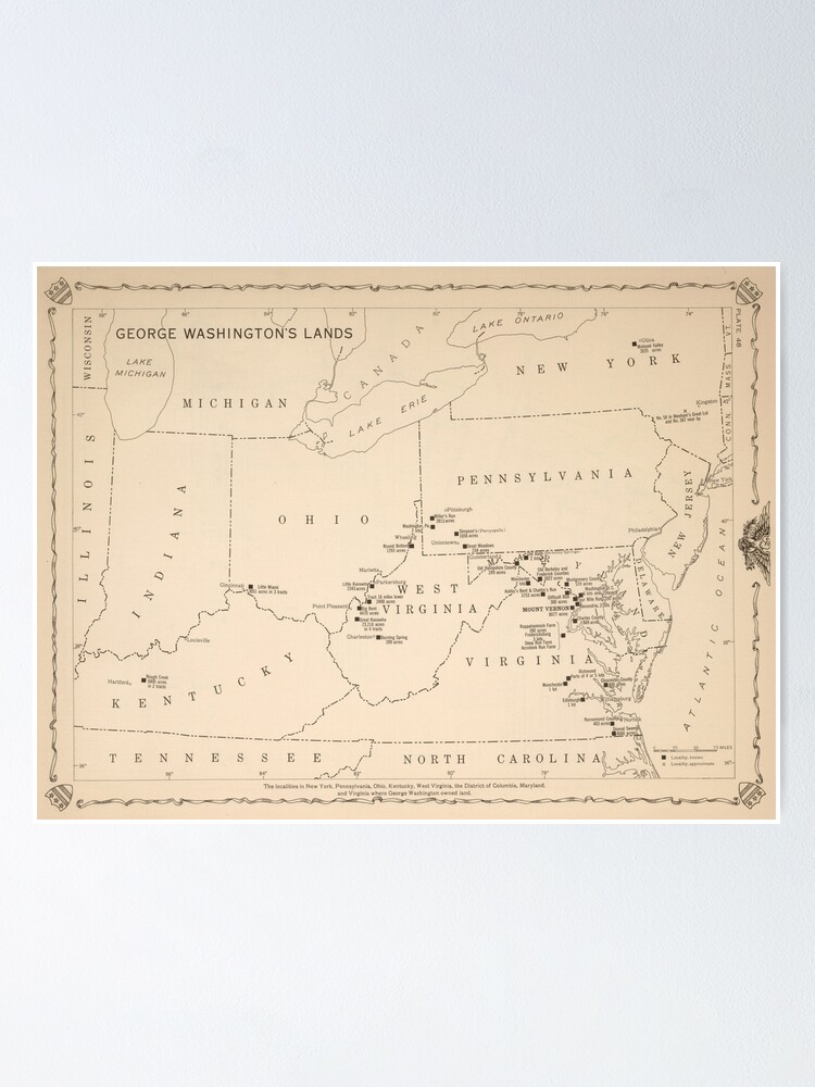 Washington Land Ownership Map Vintage George Washington Land Ownership Map (1932)" Poster By Bravuramedia  | Redbubble