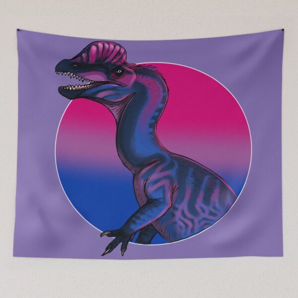 Item preview, PRIDE dinosaurs: Dilophosaurus (bisexual flag) designed and sold by DinoDJ.