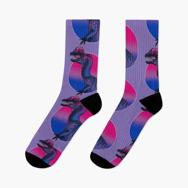 Item preview, PRIDE dinosaurs: Dilophosaurus (bisexual flag) designed and sold by DinoDJ.
