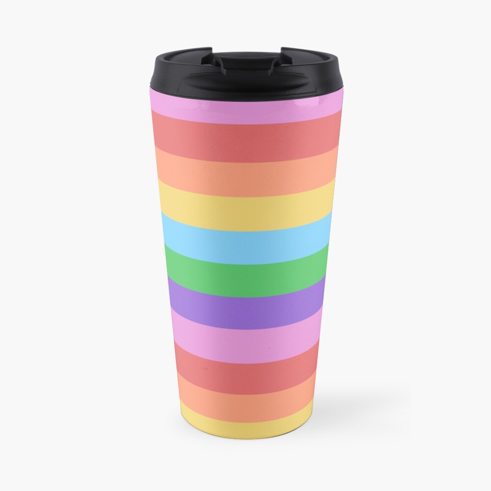 Happy Little Rainbow Stripes Travel Coffee Mug