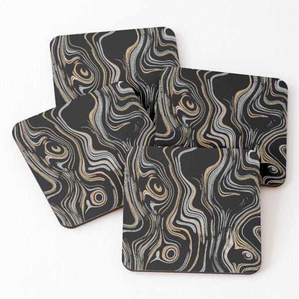 Item preview, Liquid Marble Swirls Gold Silver on Black designed and sold by WisdomInspired.