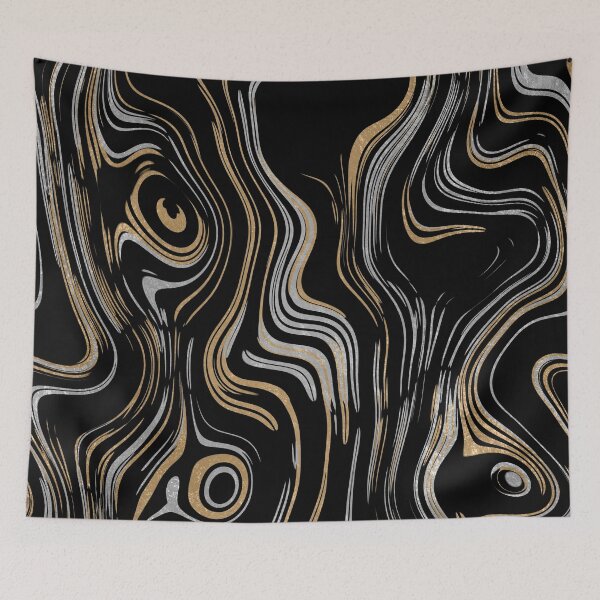 Item preview, Liquid Marble Swirls Gold Silver on Black designed and sold by WisdomInspired.