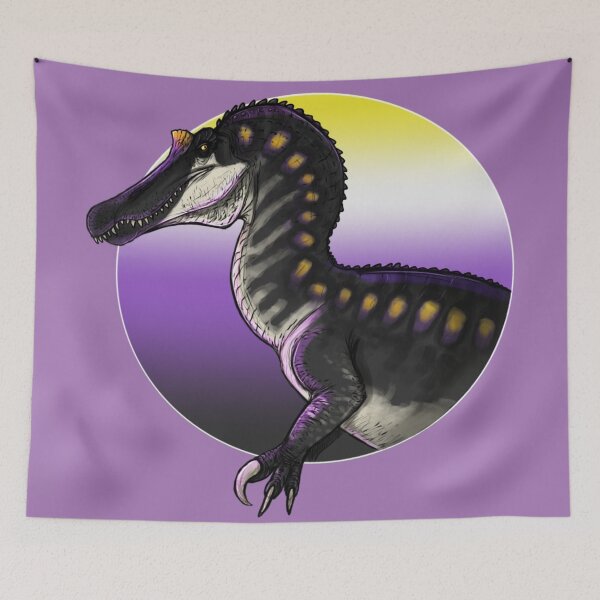 Item preview, PRIDE dinosaurs: Baryonyx (non-binary flag) designed and sold by DinoDJ.