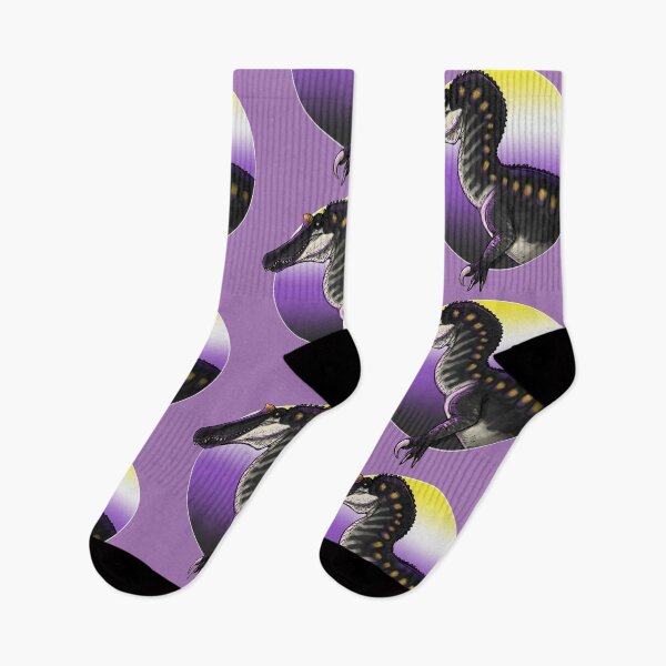 Item preview, PRIDE dinosaurs: Baryonyx (non-binary flag) designed and sold by DinoDJ.