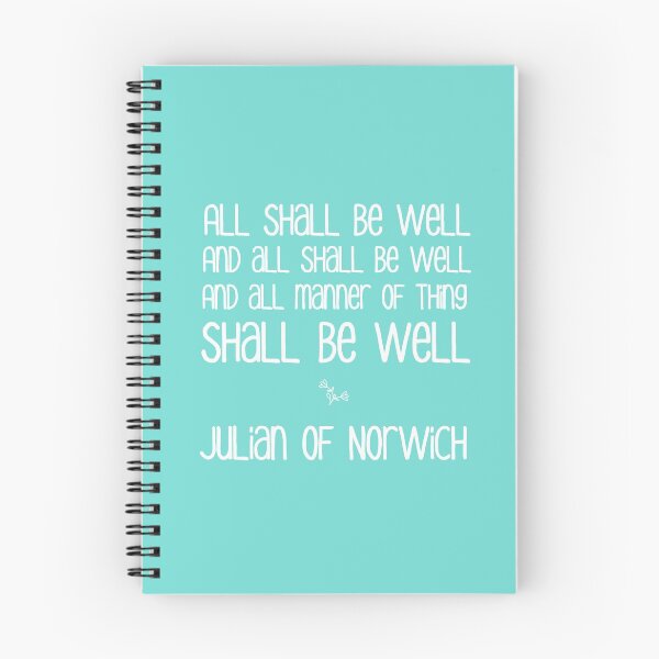 Item preview, All Shall Be Well ... Julian of Norwich Inspirational Typography, White on Bright Robin Egg Blue designed and sold by kierkegaard.