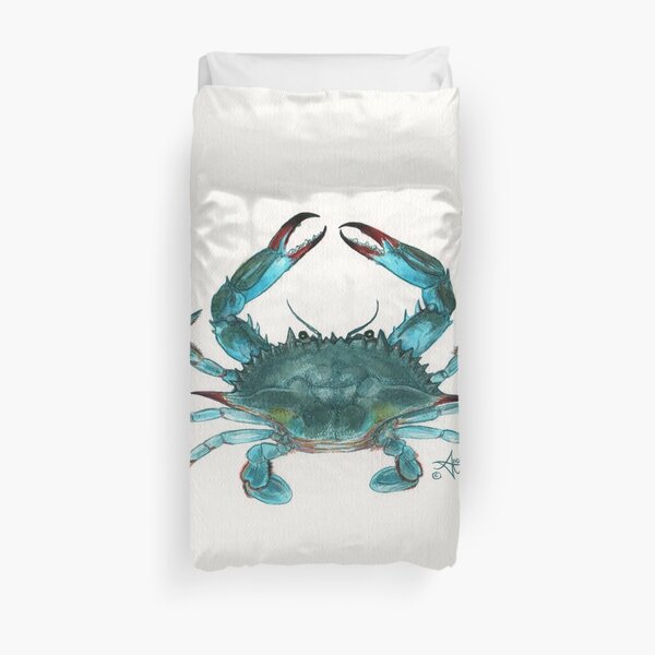 "Blue Crab" by Amber Marine, watercolor painting, © 2013 Duvet Cover