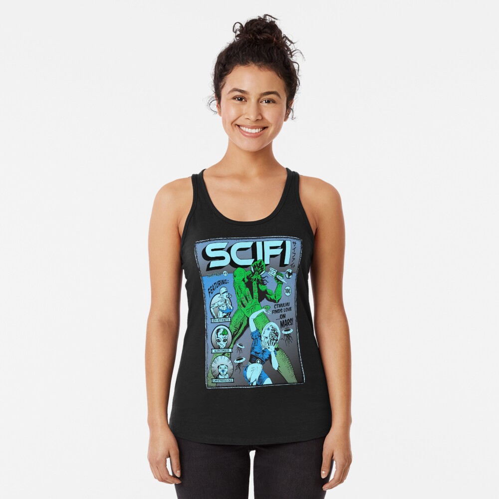 Cthulhu en la portada de SCIFI Camiseta con espalda nadadora