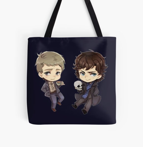 Chibi Sherlock and John All Over Print Tote Bag