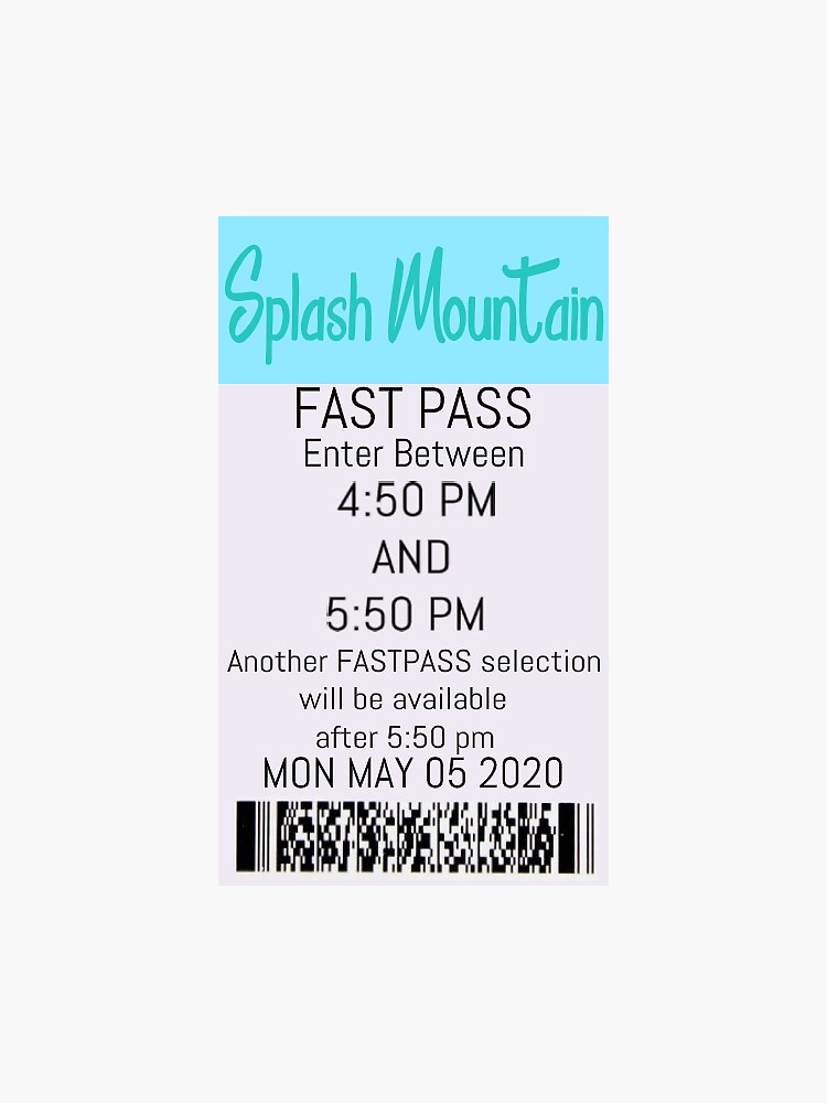 "splash mountain fast pass" Sticker for Sale by mendesarmy05 Redbubble