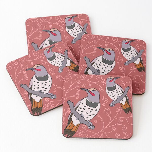 Item preview, Northern Flicker Woodpecker Pattern Cranberry Background designed and sold by HashtagShirts.