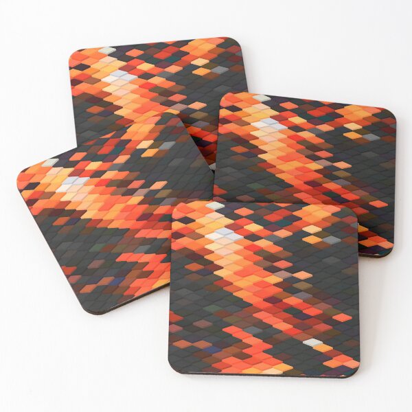 Item preview, Minimal Abstract Art of cubes 3d illusion Orange and Black designed and sold by lordthebeard.