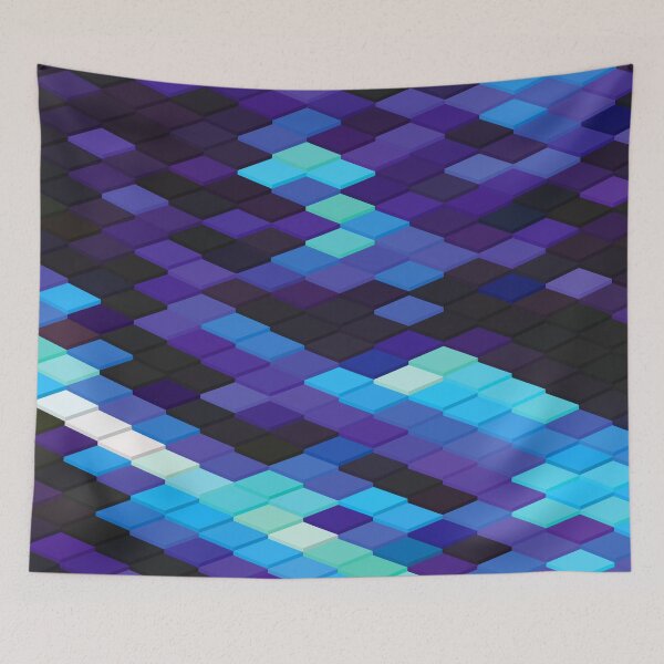 Item preview, Minimal Abstract Art of cubes 3d illusion Blue and Black designed and sold by lordthebeard.