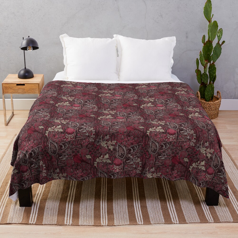 Beautiful And Charming Antique Crimson Cardinal pattern Throw Blanket Bl-ZSPAM069