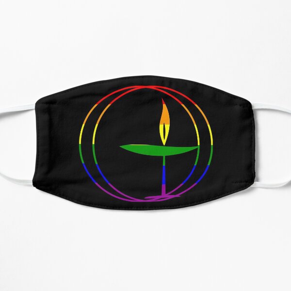 Unitarian Universalist Flaming Chalice Gay Pride Rainbow Flag Flat Mask