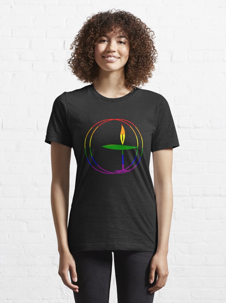 "Unitarian Universalist Flaming Chalice Gay Pride Rainbow Flag" T-shirt ...