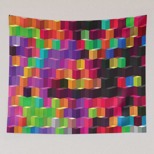 Item preview, Minimal Abstract Art of cubes 3d illusion Colorful designed and sold by lordthebeard.