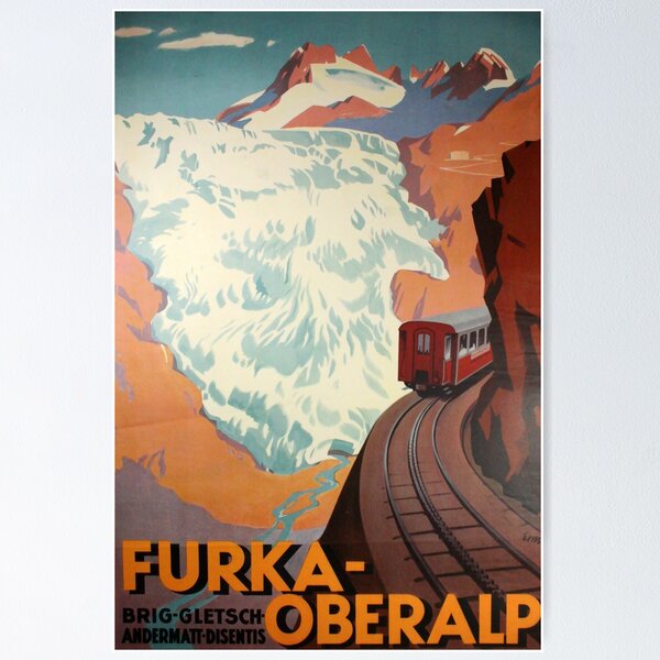 Item preview, Furka vintage travel poster designed and sold by stickart-marek.