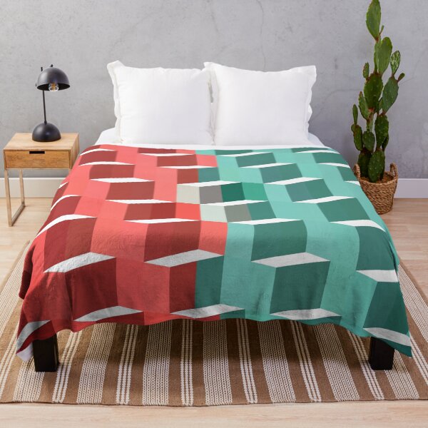 Item preview, Minimal Abstract Art of cubes 3d illusion cyan pink designed and sold by lordthebeard.