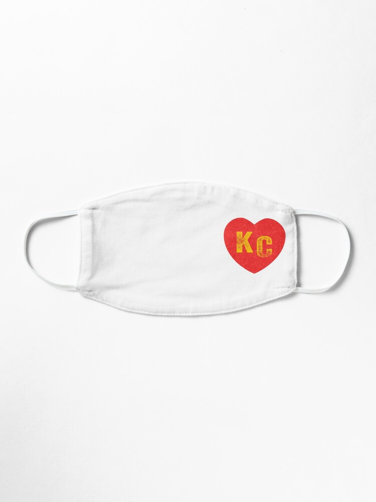 Alternate view of KC Heart Kansas City Hearts I love Kc heart monogram KC Face mask Kansas City facemask Mask