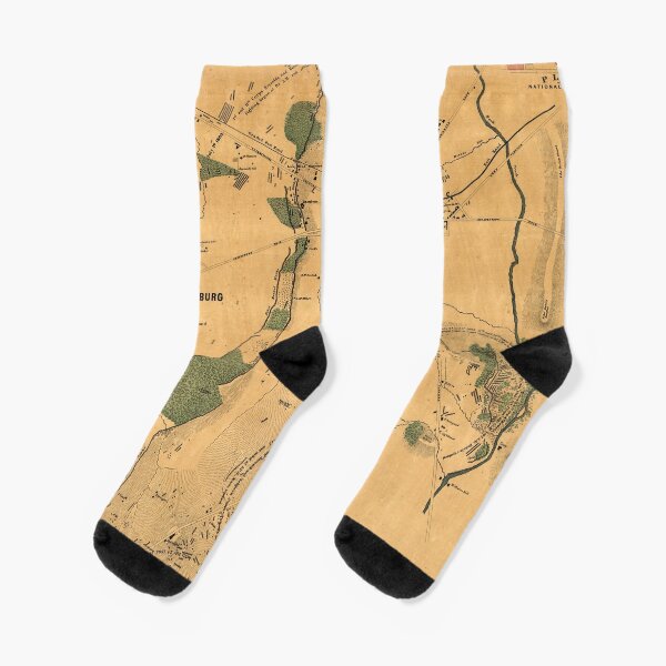 Vintage Schlacht von Gettysburg Karte (1864) Socken