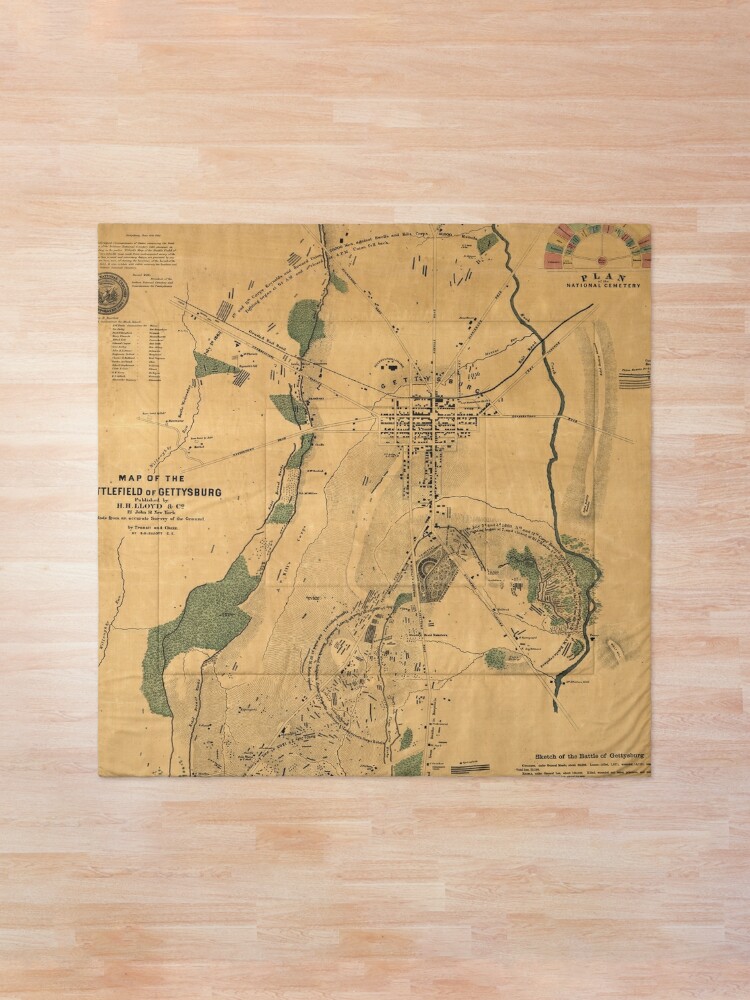 Alternate view of Vintage Battle of Gettysburg Map (1864) Comforter