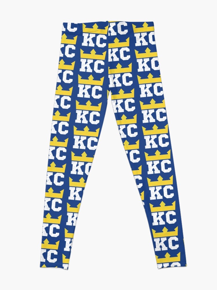 Alternate view of Kansas City Royal Blue KC Crown Town KC Baseball Fan Gear Kansas Citian KC Face mask Kansas City facemask Leggings