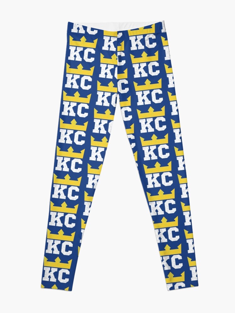 Alternate view of Kansas City Royal Blue KC Crown Town KC Baseball Fan Gear Kansas Citian KC Face mask Kansas City facemask Leggings