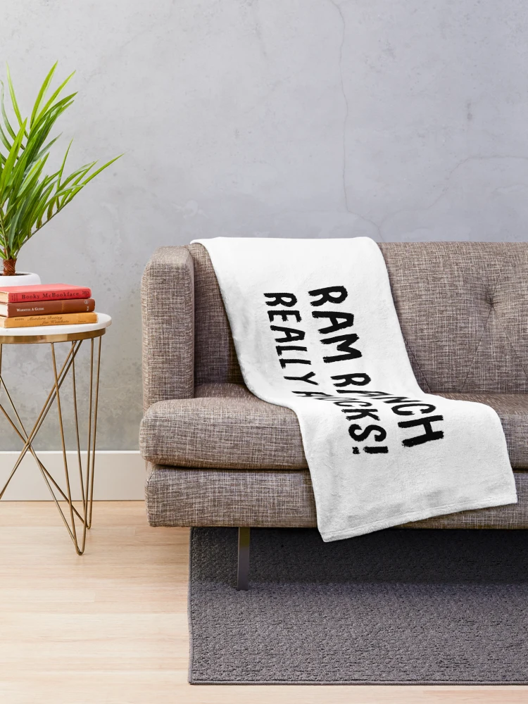 Thumbnail 2 of 6, Throw Blanket, Ram Ranch Really Rocks Logo designed and sold by FuzzCanyon.