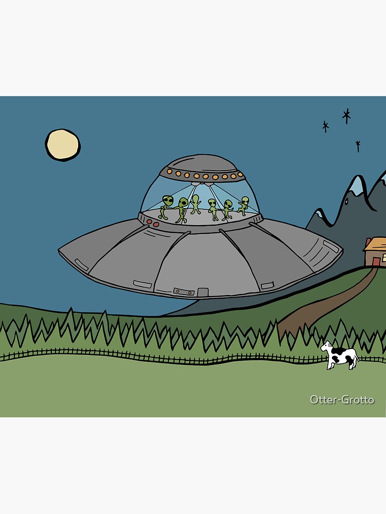 Thumbnail 3 of 3, Sticker, Alien Dance Party in UFO designed and sold by Otter-Grotto.