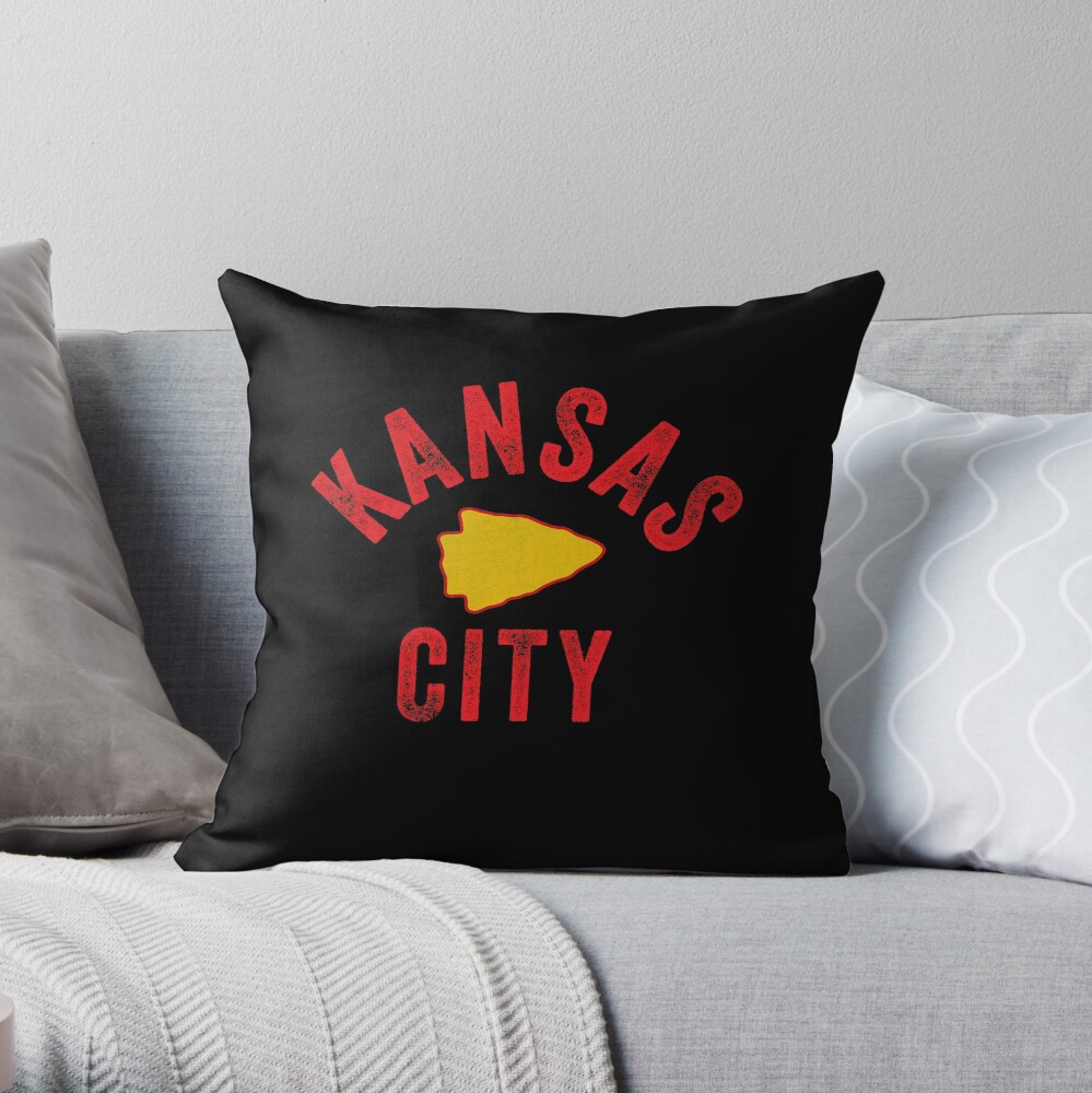 KC Football Tribal Gear Arrowhead Kansas City Vintage Kc Fan Local Pro Gear KC Face mask Kansas City facemask Throw Pillow