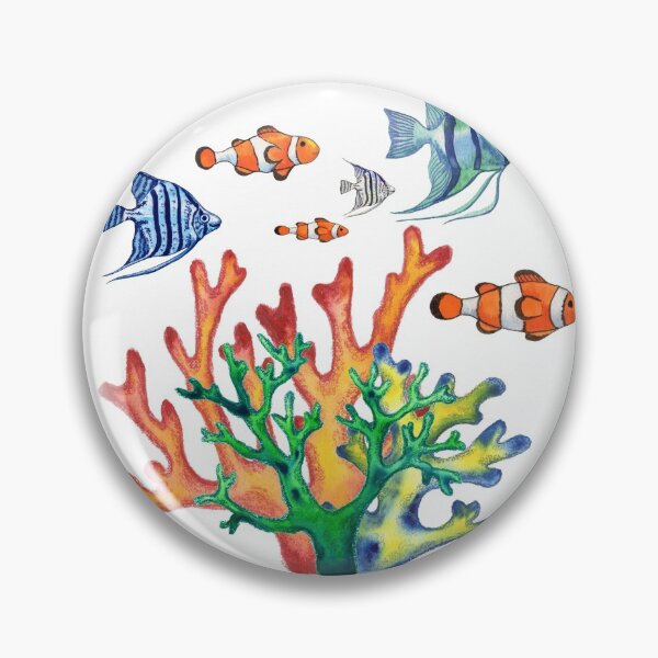 Item preview, Colorful Clown And Scalare Fish And Coral Reef Watercolor designed and sold by Irina Sztukowski.