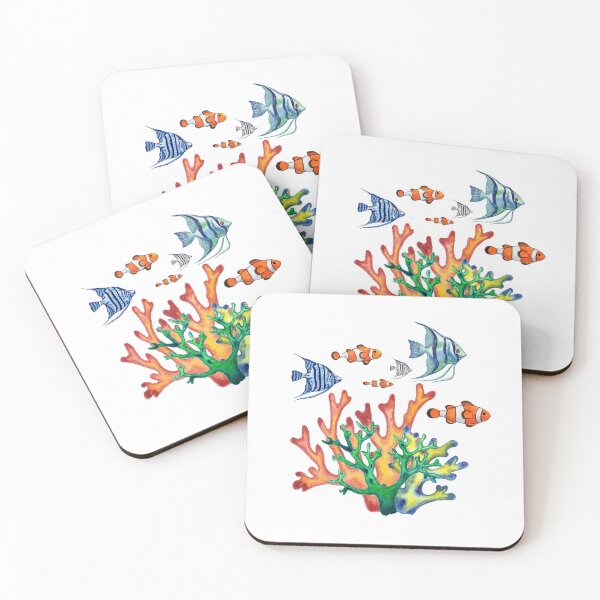 Item preview, Colorful Clown And Scalare Fish And Coral Reef Watercolor designed and sold by Irina Sztukowski.