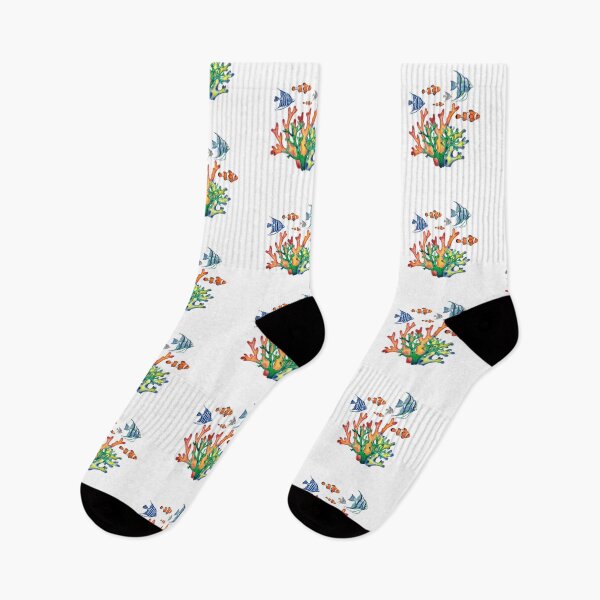 Item preview, Colorful Clown And Scalare Fish And Coral Reef Watercolor designed and sold by Irina Sztukowski.