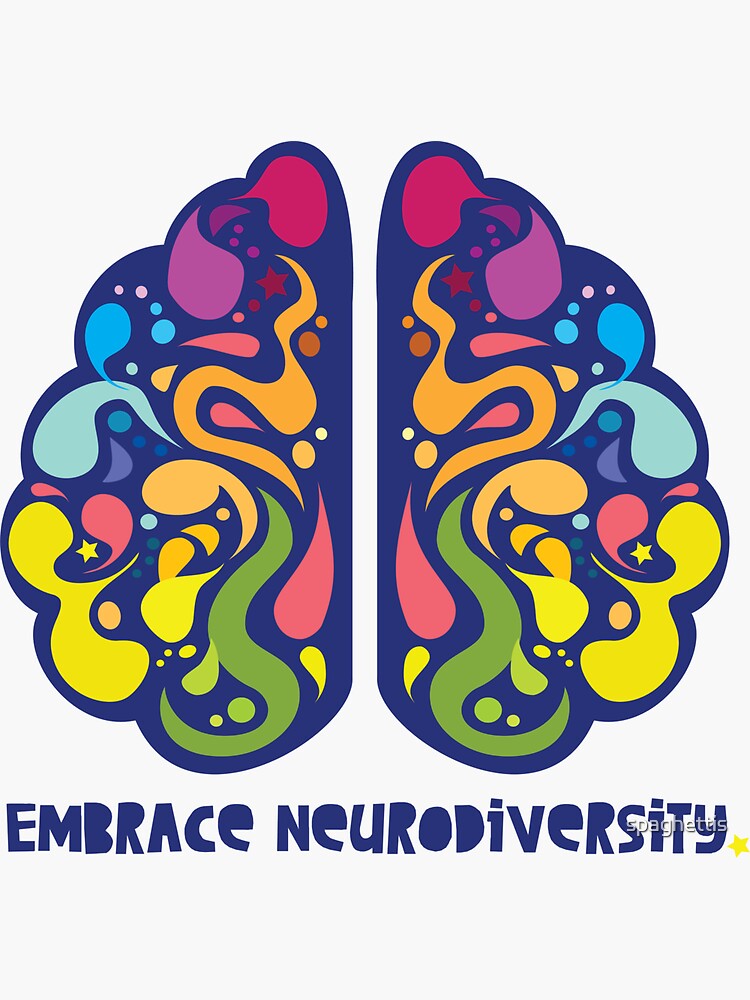 Thumbnail 3 of 3, Sticker, embrace neurodiversity designed and sold by spaghettis.