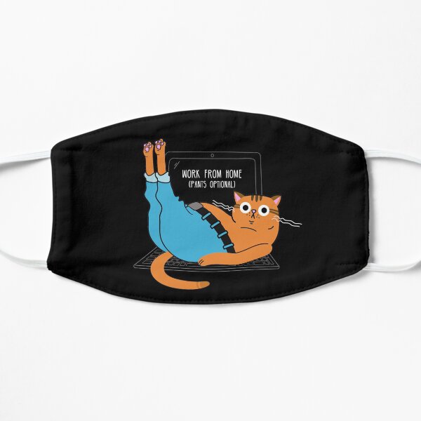 este gato es! Un lindo gatito descansa con sus piernas arriba en unos jeans de estilo encima de la computadora de su oficina en casa. ¡Obtén este diseño para cualquier amante de los gatos que actualmente trabaja desde casa! Mascarilla