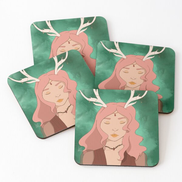 Item preview, Deer Girl. Forest Nymph Boho Art designed and sold by Lady Luana Illustrations.