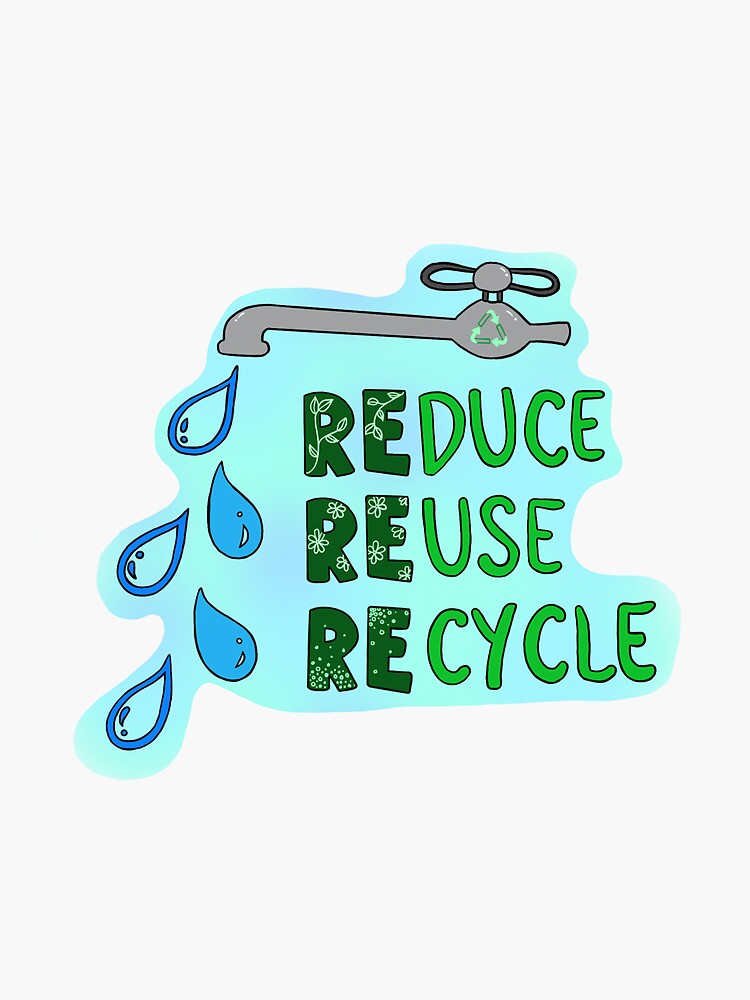 Reduce, Reuse, Recycle Lettering Illustration Sticker