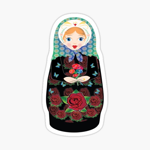 Pretty Matryoshka Doll with Flowers Sticker