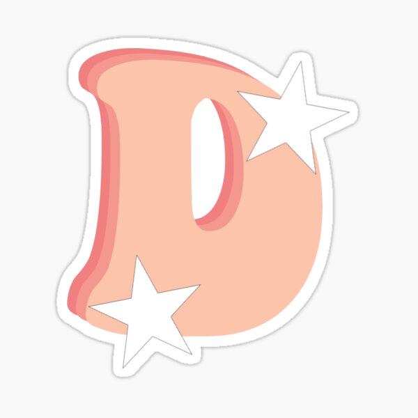 Aperçu de l'œuvre Autocollant rose initial de la lettre "D" créée et vendue par stickers  by sisters.