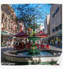 Rundle Mall - Fountain, cafe, Looking down the Mall Poster