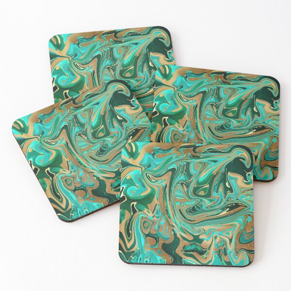 Item preview, Green & Gold Liquid Marble designed and sold by tanyadraws.