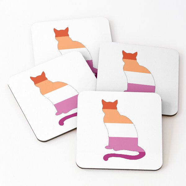 Item preview, Kitty outline with lesbian flag colors full designed and sold by DcmBaby.