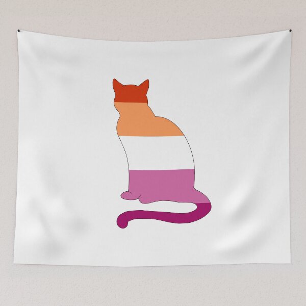 Item preview, Kitty outline with lesbian flag colors full designed and sold by DcmBaby.